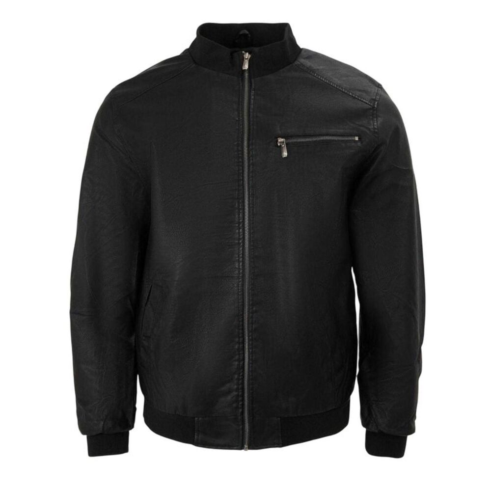 Firetrap Mens Washed Bomber Jacket / Black